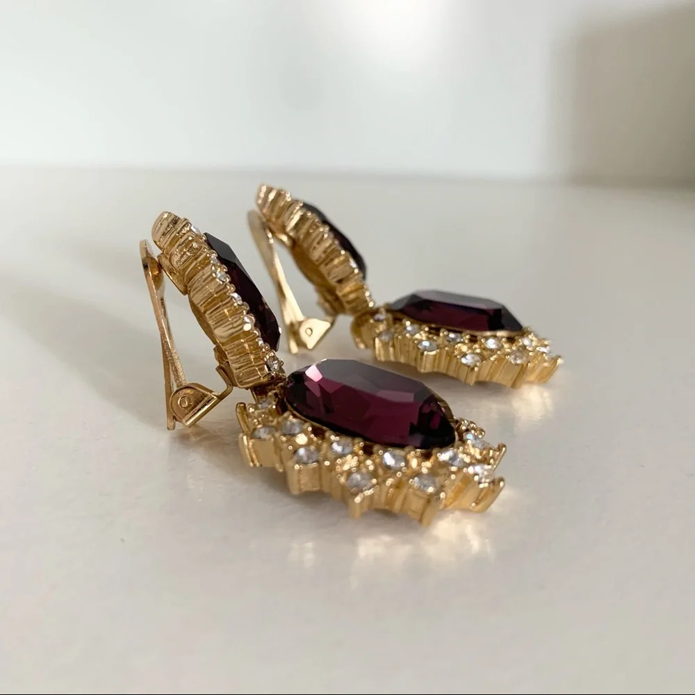 Vintage Christian Dior large crystal earrings - Picture 2 of 15